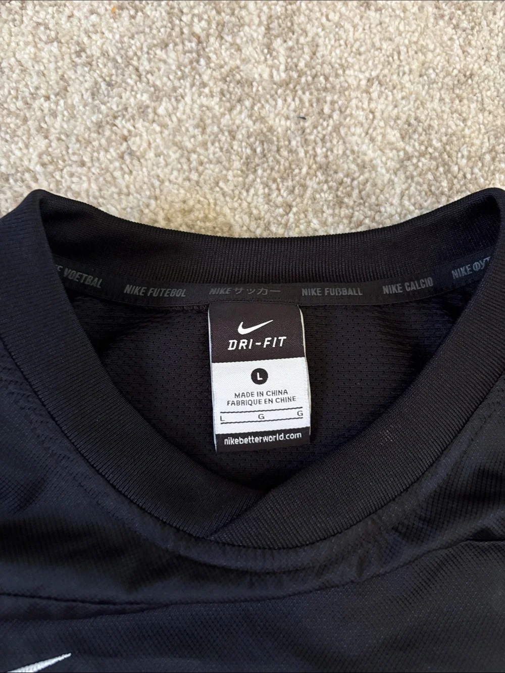 Nike Dri-Fit Black and Gray Long Sleeve Athletic Pullover with White Stripe